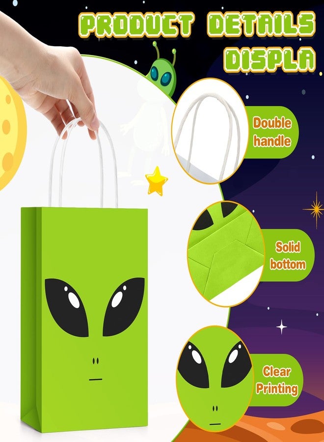 Tosstuki 12 Pcs Alien Gift Bags Alien Birthday Decoration Ufo Aliens Party Paper Bags with Handles for Kids Boys Girls Birthday Space Theme Celebrations Events Supplies - Image 4